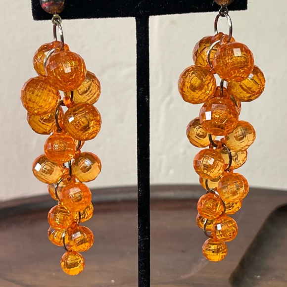 vintage/unknown maker Jewelry - Stunning Vintage Transparent Lucite/Crystal/Acrylic Runway Earrings